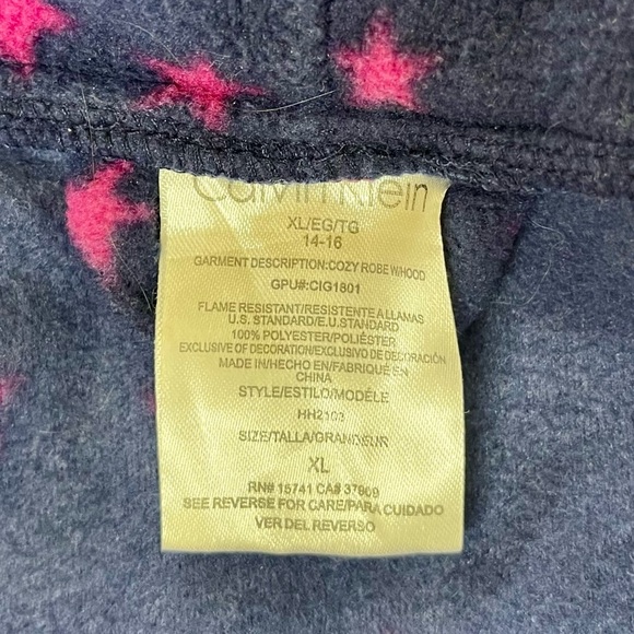 Calvin Klein Girls Star Print Soft and Cozy Hooded Robe Size XL 14-16 - Picture 8 of 8